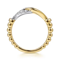 Hot Gabriel & Co. Strides - Stirrup Ring 14K White and Yellow Gold Diamond 0.3ct Bujukan