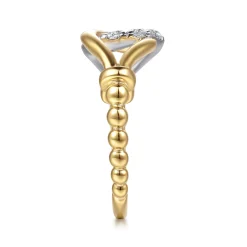 Hot Gabriel & Co. Strides - Stirrup Ring 14K White and Yellow Gold Diamond 0.3ct Bujukan