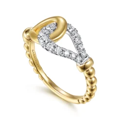 Hot Gabriel & Co. Strides - Stirrup Ring 14K White and Yellow Gold Diamond 0.3ct Bujukan