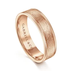 Online Gabriel & Co. Stuart - 14K Rose Gold 6mm - Men's Wedding Band in Sandblast Finish