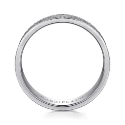 Sale Gabriel & Co. Stuart - 14K White Gold 6mm - Men's Wedding Band in Sandblast Finish