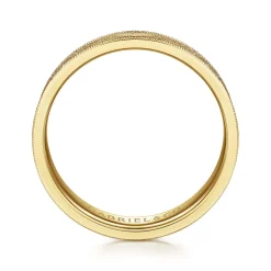 Sale Gabriel & Co. Stuart - 14K Yellow Gold 6mm - Men's Wedding Band in Sandblast Finish