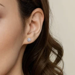 Clearance Gabriel & Co. Stud Earrings 14K White Gold White Sapphire