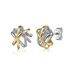 New Gabriel & Co. Stud Earrings 14K Yellow Gold and 925 Sterling Silver