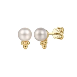 Online Gabriel & Co. Stud Earrings 14K Yellow Gold Pearl Bujukan