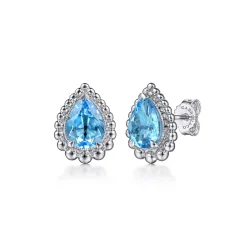 New Gabriel & Co. Stud Earrings 925 Sterling Silver Swiss Blue Topaz Bujukan