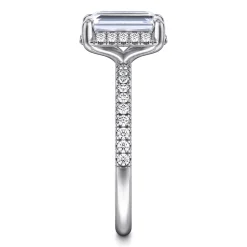 Best Gabriel & Co. Suede - 14K White Gold Emerald Cut Hidden Halo Diamond Engagement Ring