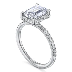 Best Gabriel & Co. Suede - 14K White Gold Emerald Cut Hidden Halo Diamond Engagement Ring
