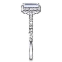 Discount Gabriel & Co. Suede - 14K White Gold Emerald Cut Hidden Halo Diamond Engagement Ring