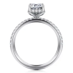 Discount Gabriel & Co. Suede - 14K White Gold Emerald Cut Hidden Halo Diamond Engagement Ring