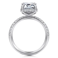 Sale Gabriel & Co. Suede - 14K White Gold Emerald Cut Hidden Halo Diamond Engagement Ring