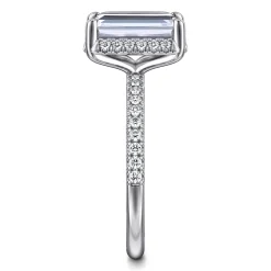Sale Gabriel & Co. Suede - 14K White Gold Emerald Cut Hidden Halo Diamond Engagement Ring