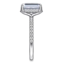 Discount Gabriel & Co. Suede - 14K White Gold Emerald Cut Hidden Halo Diamond Engagement Ring