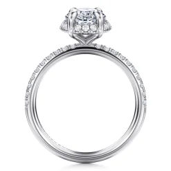 New Gabriel & Co. Suede - 14K White Gold Oval Hidden Halo Diamond Engagement Ring