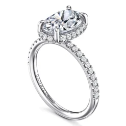 New Gabriel & Co. Suede - 14K White Gold Oval Hidden Halo Diamond Engagement Ring