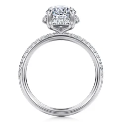 Outlet Gabriel & Co. Suede - 14K White Gold Oval Hidden Halo Diamond Engagement Ring
