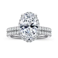 Outlet Gabriel & Co. Suede - 14K White Gold Oval Hidden Halo Diamond Engagement Ring