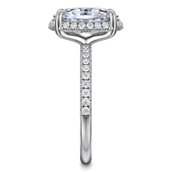 Hot Gabriel & Co. Suede - 14K White Gold Oval Hidden Halo Diamond Engagement Ring
