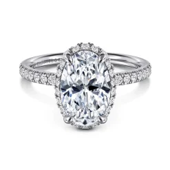 Hot Gabriel & Co. Suede - 14K White Gold Oval Hidden Halo Diamond Engagement Ring