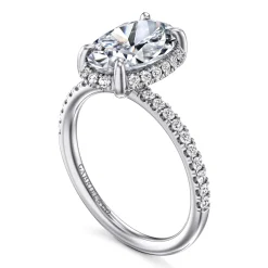 Hot Gabriel & Co. Suede - 14K White Gold Oval Hidden Halo Diamond Engagement Ring