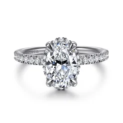 Online Gabriel & Co. Suede - 14K White Gold Oval Hidden Halo Diamond Engagement Ring