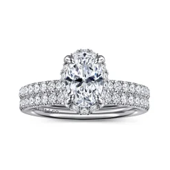 Outlet Gabriel & Co. Suede - 14K White Gold Oval Hidden Halo Diamond Engagement Ring