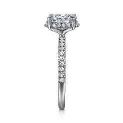 Outlet Gabriel & Co. Suede - 14K White Gold Oval Hidden Halo Diamond Engagement Ring