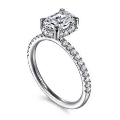 Outlet Gabriel & Co. Suede - 14K White Gold Oval Hidden Halo Diamond Engagement Ring