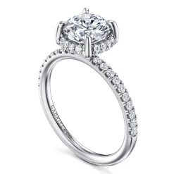 Hot Gabriel & Co. Suede - 14K White Gold Round Hidden Halo Diamond Engagement Ring