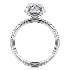 Hot Gabriel & Co. Suede - 14K White Gold Round Hidden Halo Diamond Engagement Ring