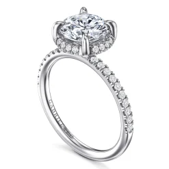 Discount Gabriel & Co. Suede - 14K White Gold Round Hidden Halo Diamond Engagement Ring
