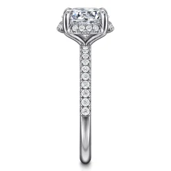 Discount Gabriel & Co. Suede - 14K White Gold Round Hidden Halo Diamond Engagement Ring