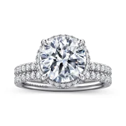 Outlet Gabriel & Co. Suede - 14K White Gold Round Hidden Halo Diamond Engagement Ring