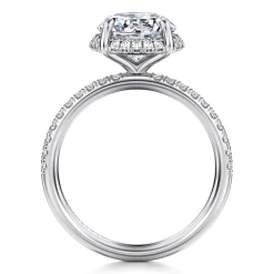 Clearance Gabriel & Co. Suede - 14K White Gold Round Hidden Halo Diamond Engagement Ring