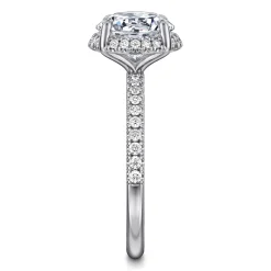 Clearance Gabriel & Co. Suede - 14K White Gold Round Hidden Halo Diamond Engagement Ring