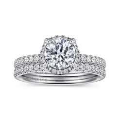 Outlet Gabriel & Co. Suede - 14K White Gold Round Hidden Halo Diamond Engagement Ring