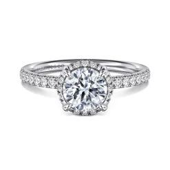 Outlet Gabriel & Co. Suede - 14K White Gold Round Hidden Halo Diamond Engagement Ring