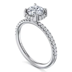 Outlet Gabriel & Co. Suede - 14K White Gold Round Hidden Halo Diamond Engagement Ring