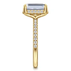 Online Gabriel & Co. Suede - 14K Yellow Gold Emerald Cut Hidden Halo Diamond Engagement Ring