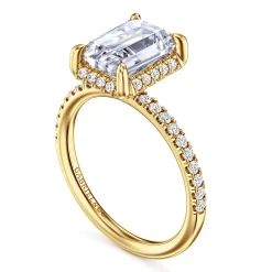 Online Gabriel & Co. Suede - 14K Yellow Gold Emerald Cut Hidden Halo Diamond Engagement Ring
