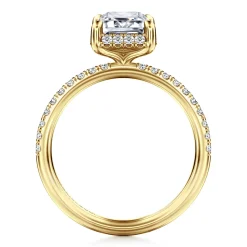 Gabriel & Co. Suede - 14K Yellow Gold Emerald Cut Hidden Halo Diamond Engagement Ring