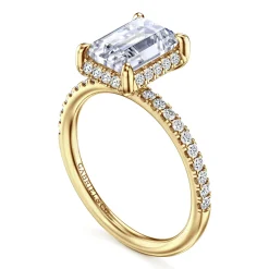 Gabriel & Co. Suede - 14K Yellow Gold Emerald Cut Hidden Halo Diamond Engagement Ring