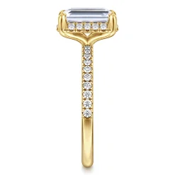 Gabriel & Co. Suede - 14K Yellow Gold Emerald Cut Hidden Halo Diamond Engagement Ring
