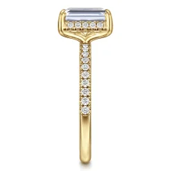 Discount Gabriel & Co. Suede - 14K Yellow Gold Emerald Cut Hidden Halo Diamond Engagement Ring