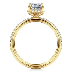 New Gabriel & Co. Suede - 14K Yellow Gold Emerald Cut Hidden Halo Diamond Engagement Ring