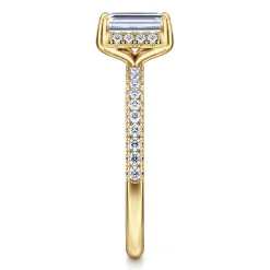 New Gabriel & Co. Suede - 14K Yellow Gold Emerald Cut Hidden Halo Diamond Engagement Ring