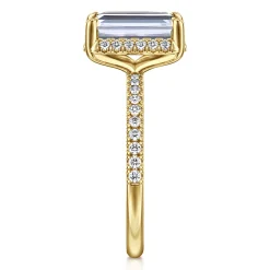 Best Gabriel & Co. Suede - 14K Yellow Gold Emerald Cut Hidden Halo Diamond Engagement Ring