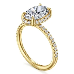 Hot Gabriel & Co. Suede - 14K Yellow Gold Oval Hidden Halo Diamond Engagement Ring