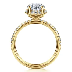 Best Gabriel & Co. Suede - 14K Yellow Gold Oval Hidden Halo Diamond Engagement Ring