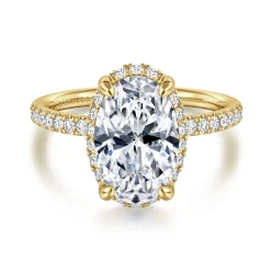 Best Gabriel & Co. Suede - 14K Yellow Gold Oval Hidden Halo Diamond Engagement Ring